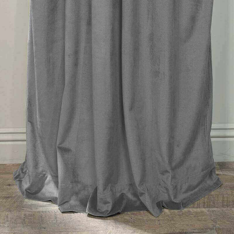 Set of 2 Velvet Curtain Panel in Nickel Grommet Unlined Drape Birkin