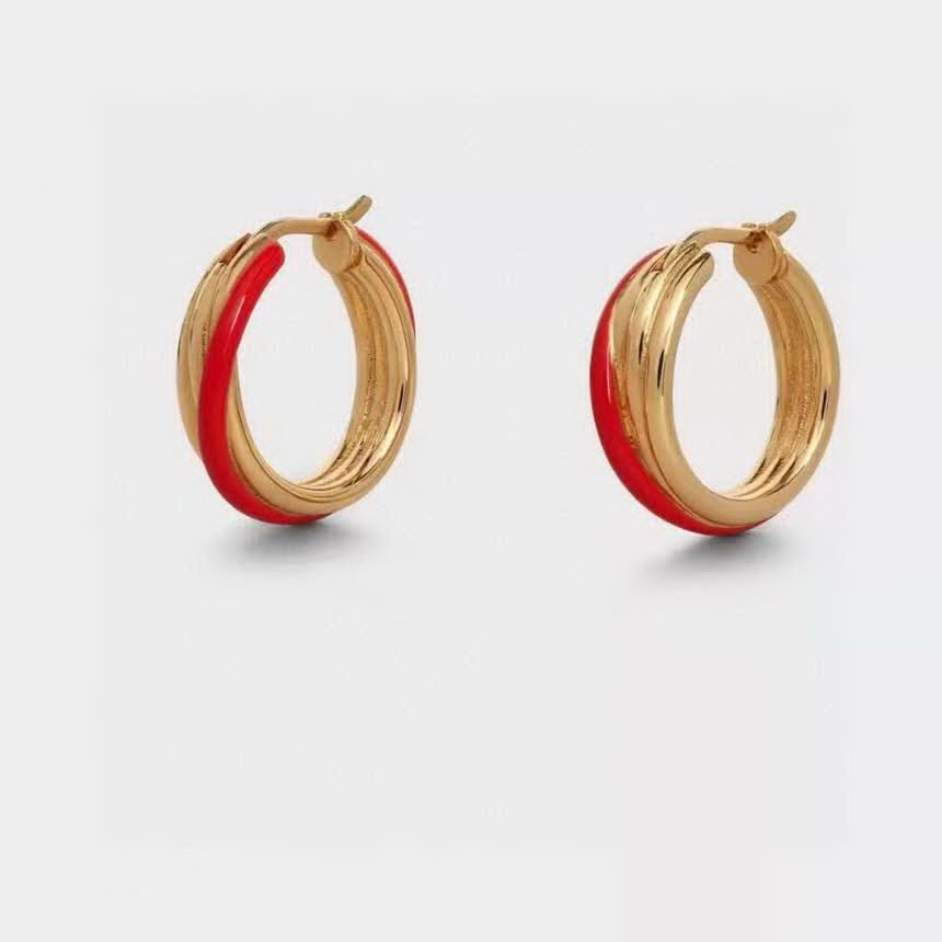 20秋季最新专柜款-Celine最新爆款系列红边金色圈圈耳环，满足你的各种场合搭配，一百万个推荐