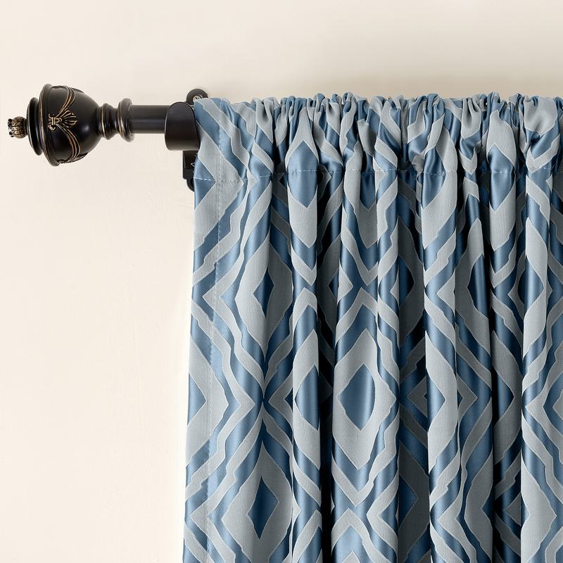 Rod Pocket Dust Proof Rhomboid Jacquard Curtain Two-Toned Damask Diamond with Blackout Lined NINA