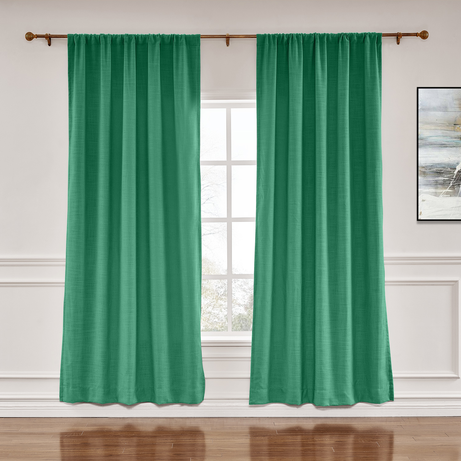 Rod Pocket Faux Linen Window Curtain with Blackout Lined LIZ