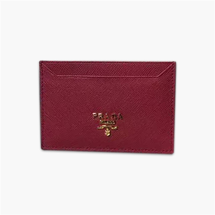 【原版皮】普拉达/Prada 卡包，选用十字纹牛皮裁制而成，精湛走线均匀整齐，油边顺滑，做工精致如图可见，款号：1MC208