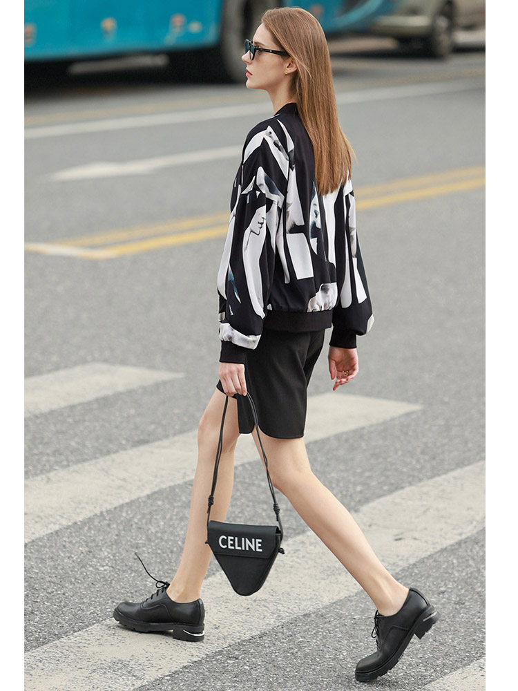 weight Amii Minimalism Spring Women Jacket Casual Printed Short Jackets Loose Zipper Streetwear Coats Ladies Female Outerwear 12240073