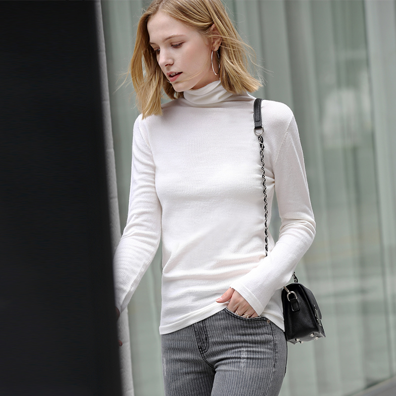 AMII Minimalism Autumn Winter Women's Sweater Causal Solid Basic Turtleneck Sweaters For Women Women's sweater Tops 12020216