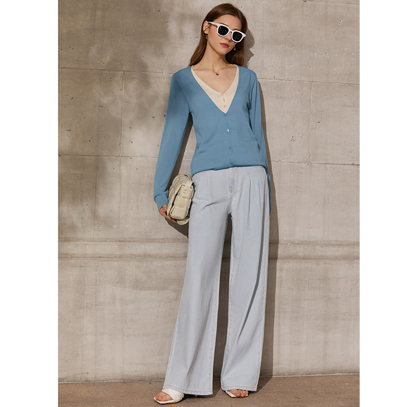 different price Amii Minimalism Spring New Cardigan For Women Fashion Vneck Patchwork Single Breasted Women's Sweaters Tops 12140131