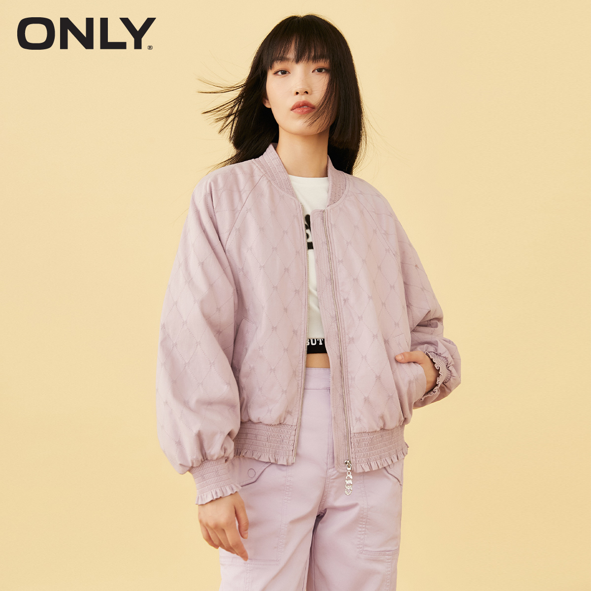 kucun2 ONLY winter new style wood ear side bow loose baseball uniform windbreaker jacket female | 121436010