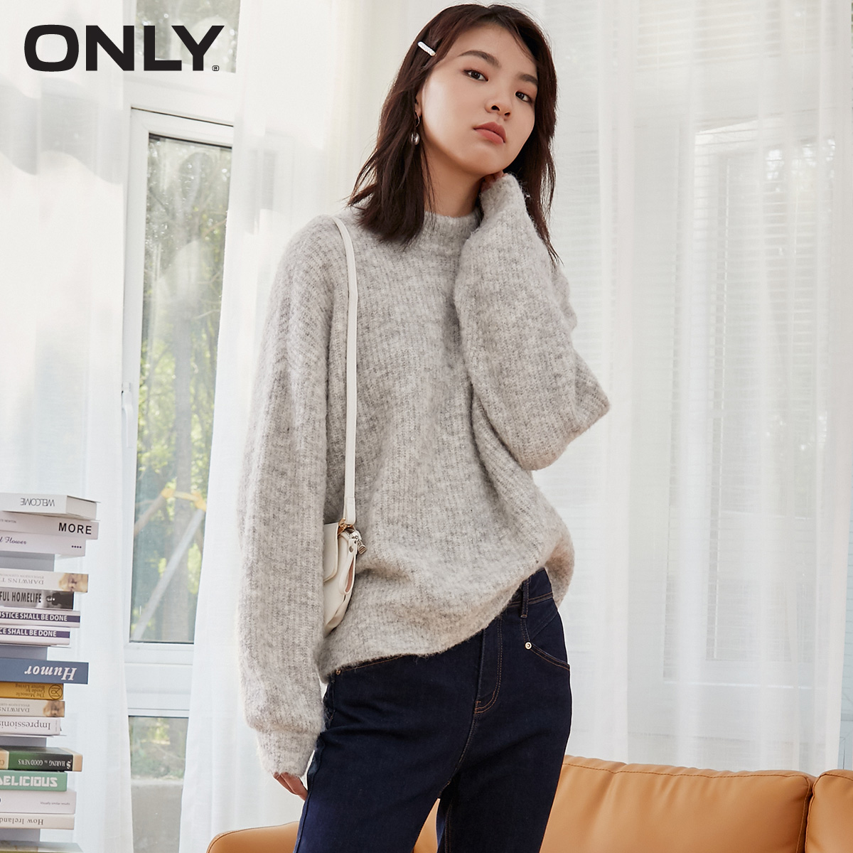 ONLY2020 autumn new pure color wool lazy loose wool knit sweater women | 120424040