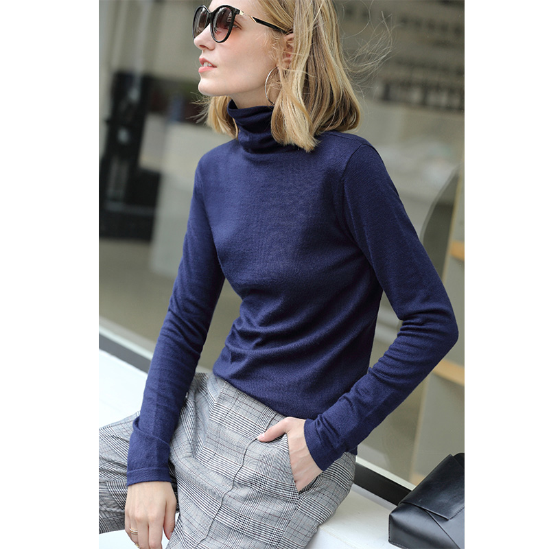 AMII Minimalism Autumn Winter Women's Sweater Causal Solid Basic Turtleneck Sweaters For Women Women's sweater Tops 12020216
