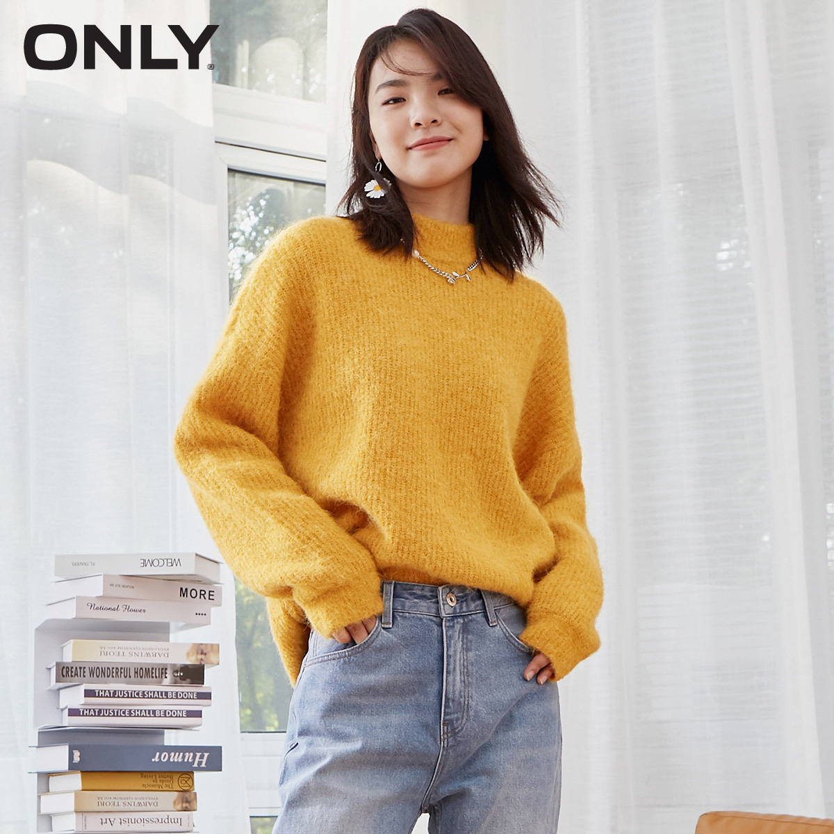 ONLY2020 autumn new pure color wool lazy loose wool knit sweater women | 120424040