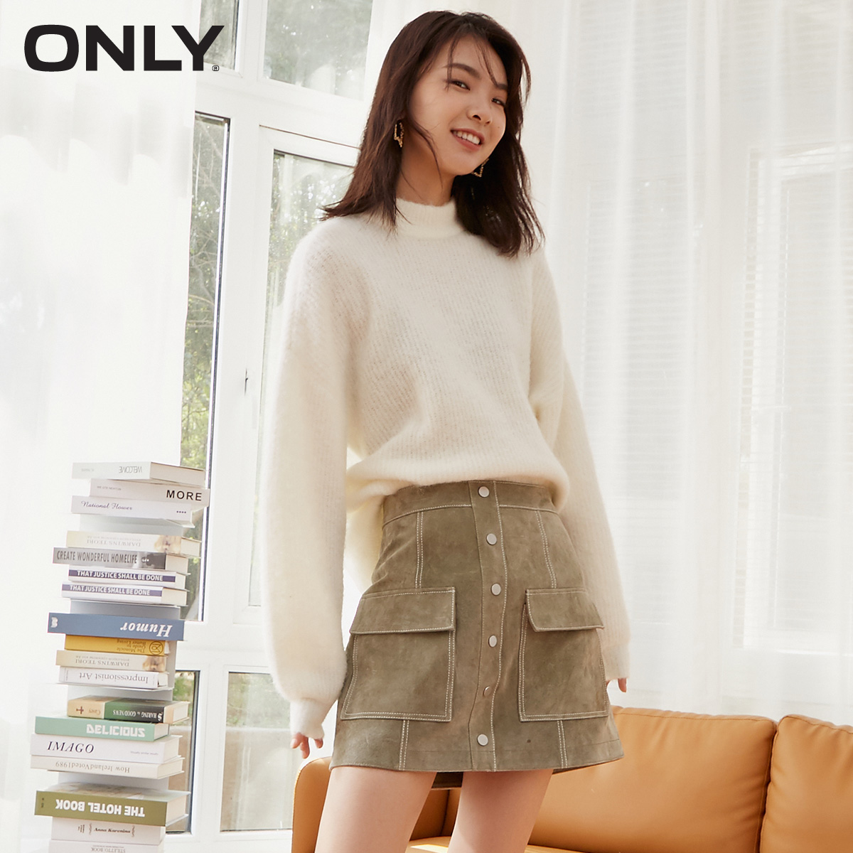 ONLY2020 autumn new pure color wool lazy loose wool knit sweater women | 120424040