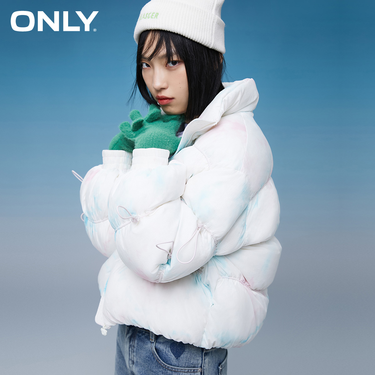 ONLY short tie-dye adjustable drawstring short down jacket women | 121423001