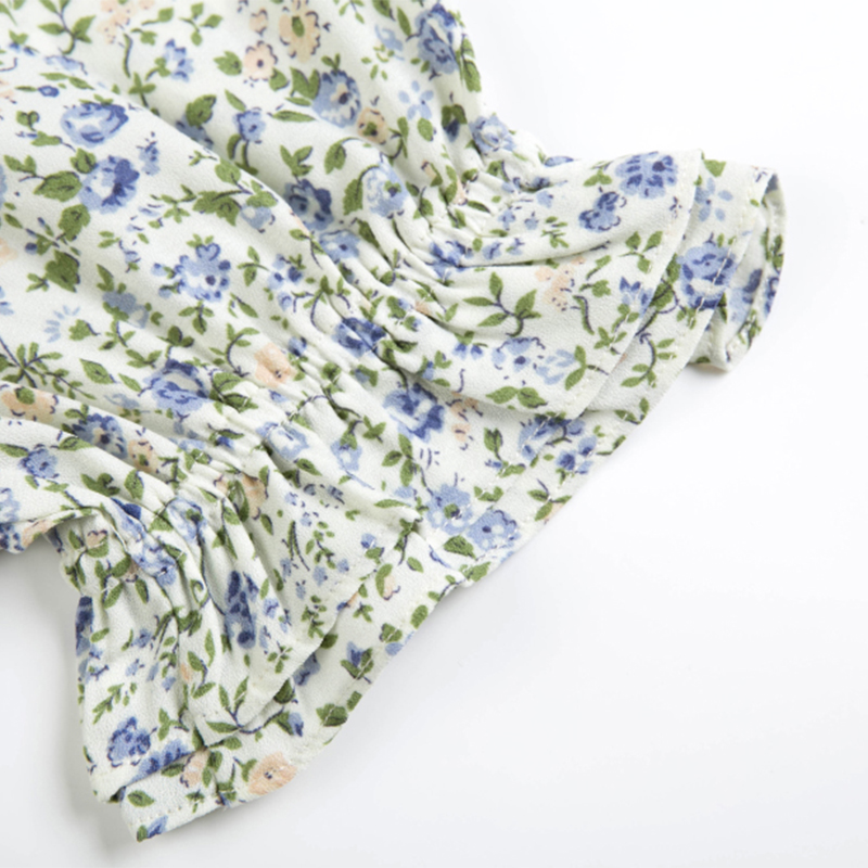 Chic A Line Summer Mini Dress Women Floral Print Ruffle Short Sleeve Beach Dresses Female O Neck Boho Sundress With Belt