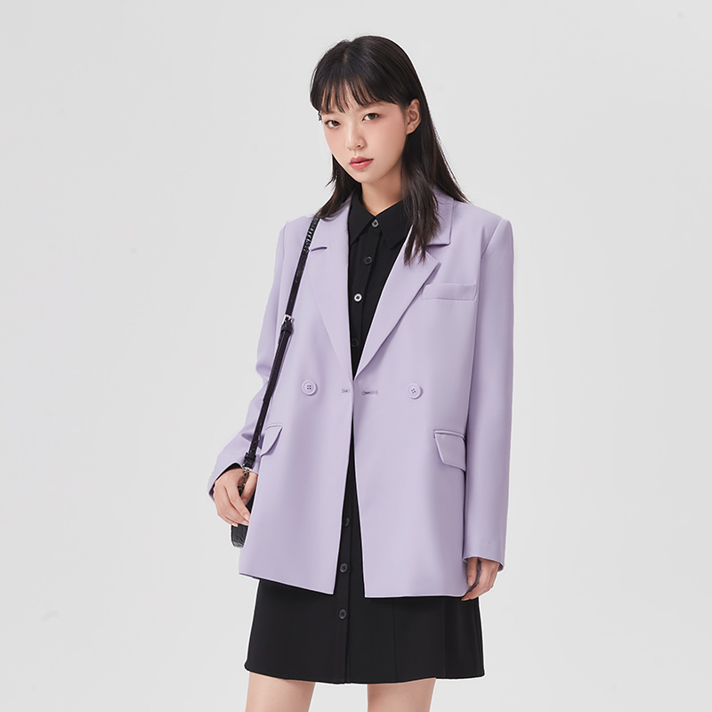 six SEMIR Blazer Women Spring And Autumn 2021 New Black Loose Woman Thin Korean Style Purple Suit Jacket