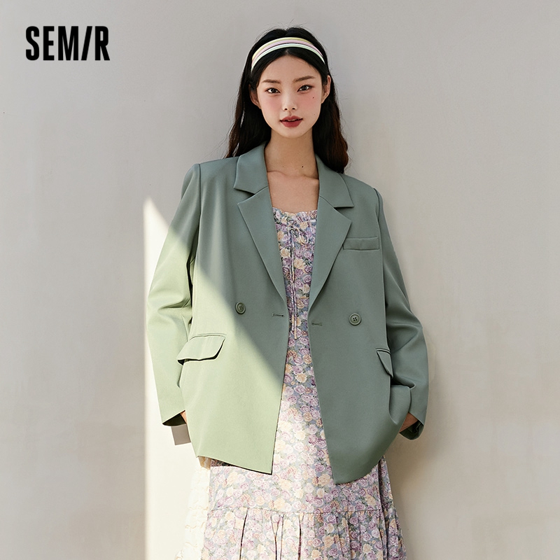 six SEMIR Blazer Women Spring And Autumn 2021 New Black Loose Woman Thin Korean Style Purple Suit Jacket