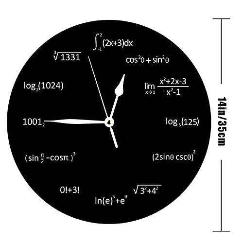 Classroom Wall Clock Math Themed Decor 14 Inch Battery Operated for Living Room ,Bedroom ,Office,Teacher School