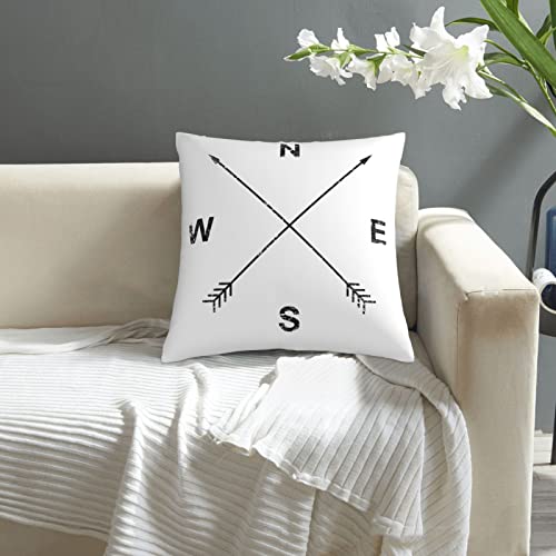 Hitamus Arrow Compass Decorative Throw Pillow Case Square Cushion Cover Soft Polyester Pillowcase for Sofa Couch Bed Home， 18x18 Inch