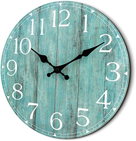 HYLANDA 12 Inch Wall Clock - Kitchen Silent Non-Ticking Wall Clocks Battery Operated - Rustic Clock for Living Room Decor,Farmhouse,Bathroom,Bedroom (Gray)