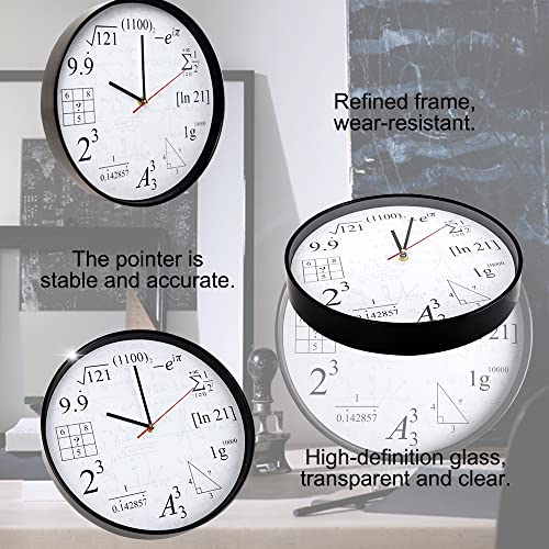 Math Wall Clock Mathematical Equations,Silent No Ticking 12Inch Quartz Battery Operated Round Modern Home Office Classroom Decor