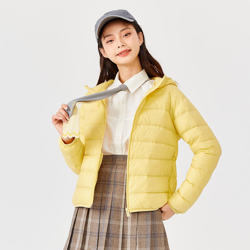 目目 one dan SEMIR Down Jacket Women Light And Thin Hooded Windproof 2021 Winter New Black Technology Three-Proof Solid Jacket Fashion