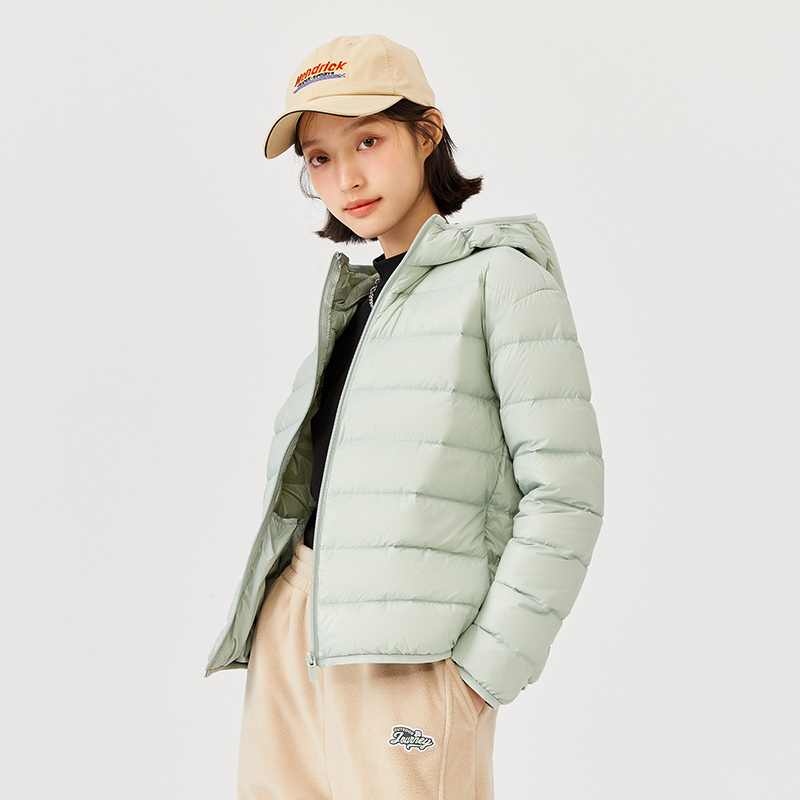 目目 one dan SEMIR Down Jacket Women Light And Thin Hooded Windproof 2021 Winter New Black Technology Three-Proof Solid Jacket Fashion