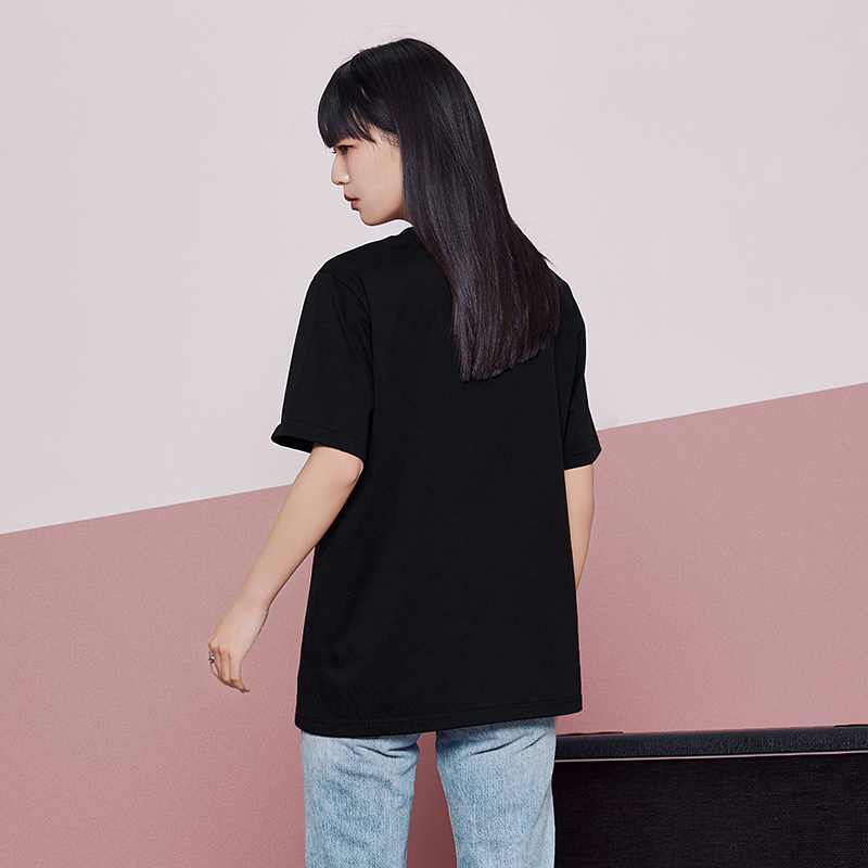 目目 five SEMIR Short-Sleeved T-Shirt Women Love Irregular Show Legs Long Sweet And Cool 2022 Summer New Loose Embroidery Top Niche