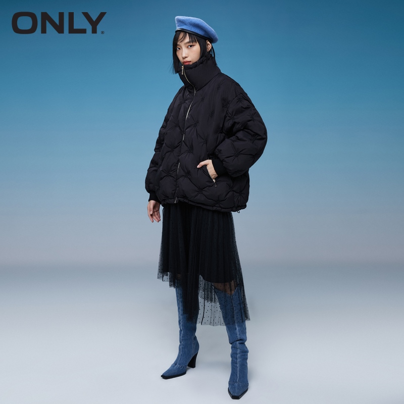 目目 fifteen ONLY winter new ladies windproof high neck pleated short puff down jacket women | 121423008