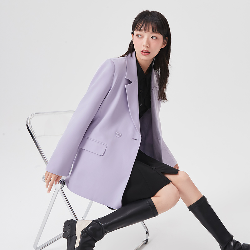 目目 seven SEMIR Blazer Women Spring And Autumn 2021 New Black Loose Woman Thin Korean Style Purple Suit Jacket