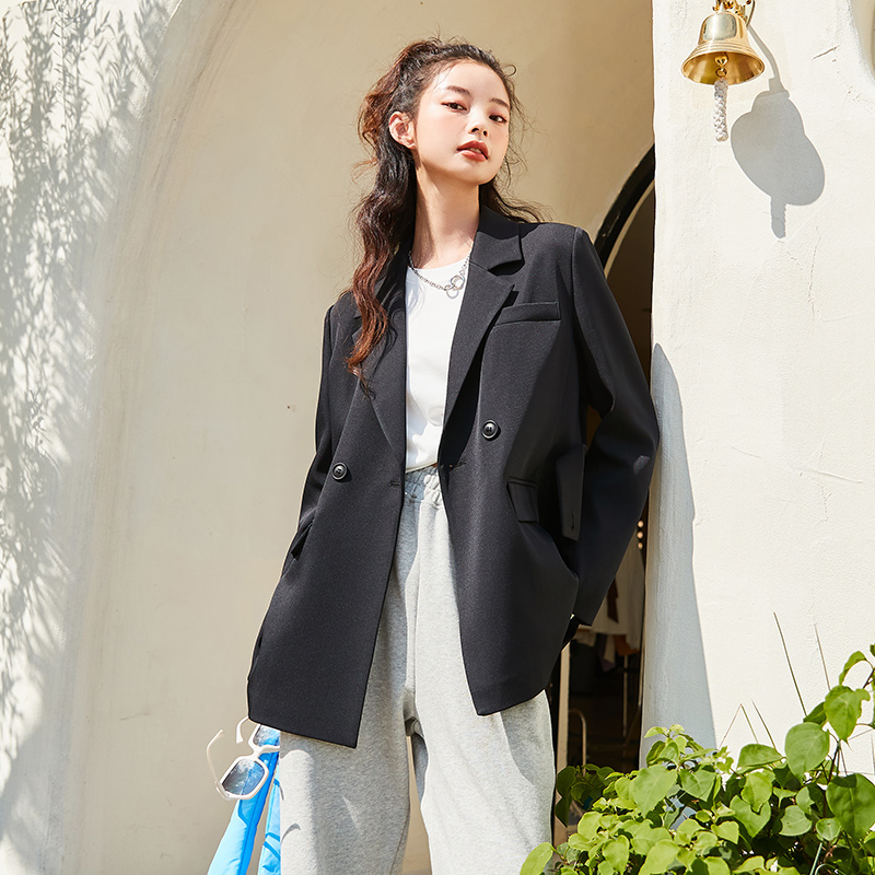 目目 seven SEMIR Blazer Women Spring And Autumn 2021 New Black Loose Woman Thin Korean Style Purple Suit Jacket