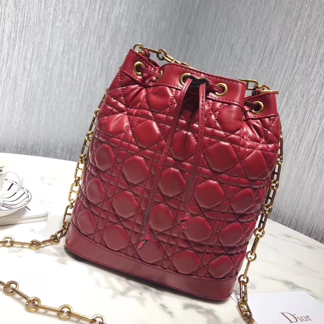 【原版皮】迪奥/Dior 水桶包，选用柔软羊皮裁制而成，全新包型，火遍时尚圈的复古潮流感，款号：M1693