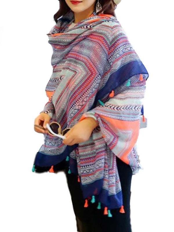 Cotton And Linen Temperament Splice Shawl Lady Wrap Scarf Soft Beach Sunscreen Casual Kerchie
