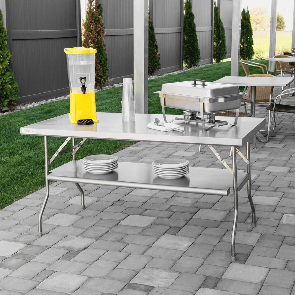 Regency 30x22 x 60x22 18-Gauge Stainless Steel Folding Work Table with Removable Undershelf