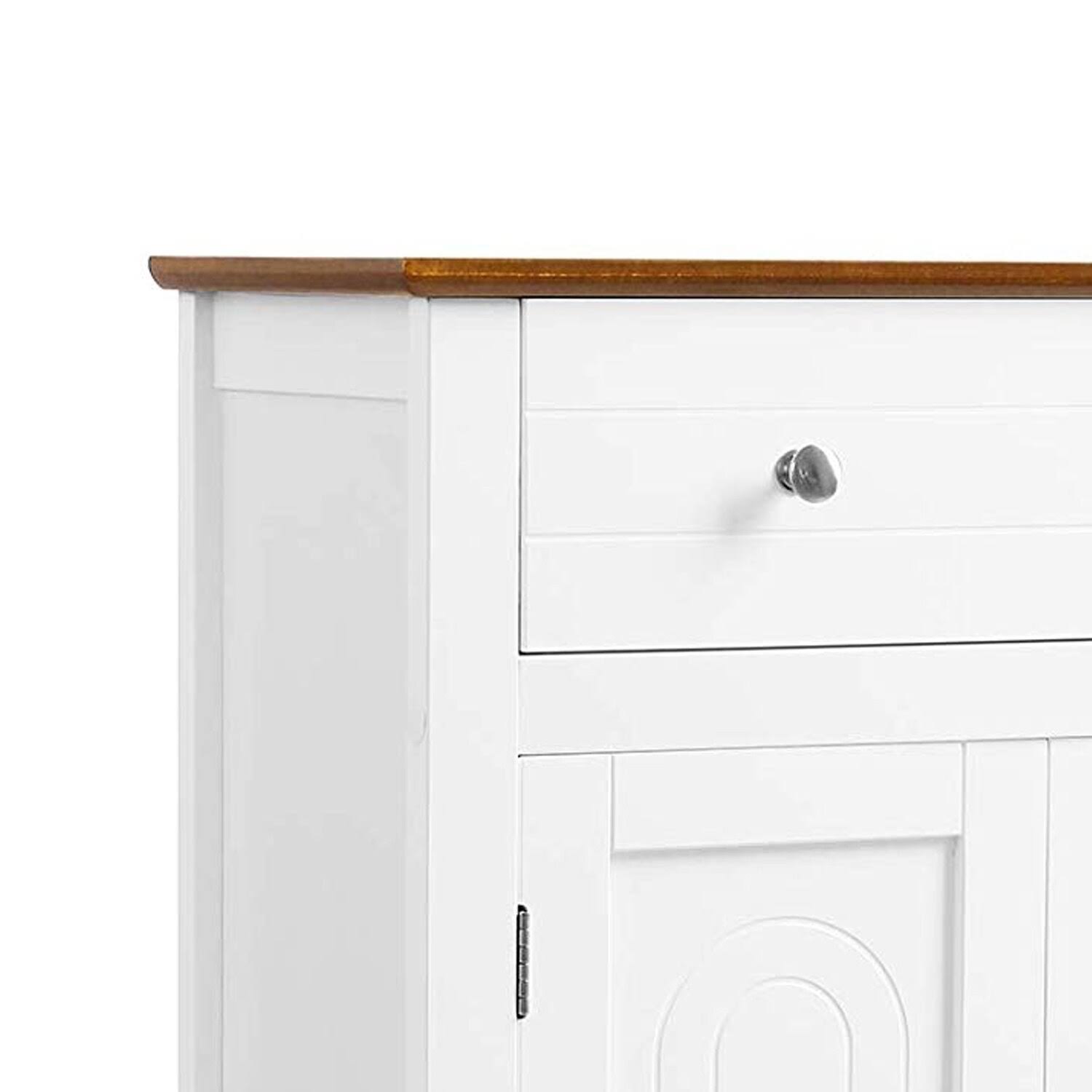 Benjara Plank Style Bathroom Cabinet with 1 Drawer and 2 Doors, White and Brown