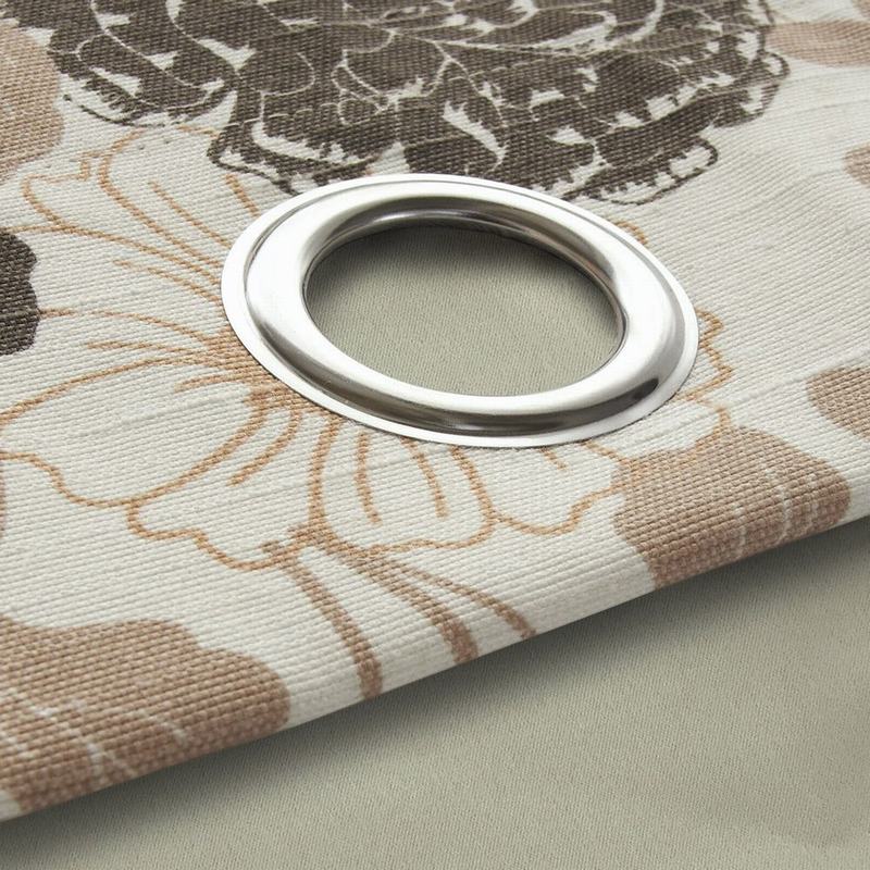Nickel Grommet Polyester Cotton Blend Flower Printed Blackout Lined Curtain Drape Sofitel