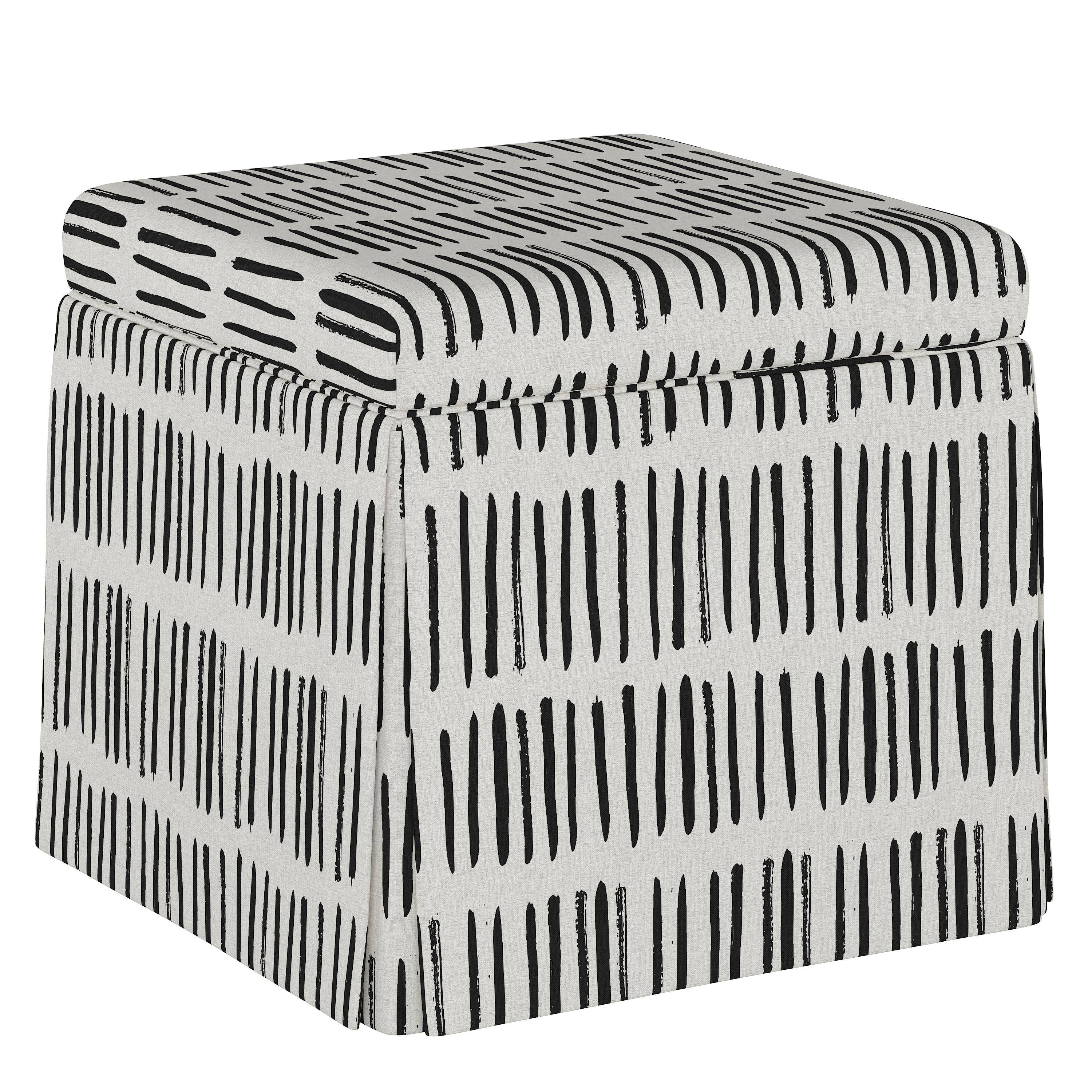 Skyline Furniture Black and White Dash Skirted Storage Ottoman