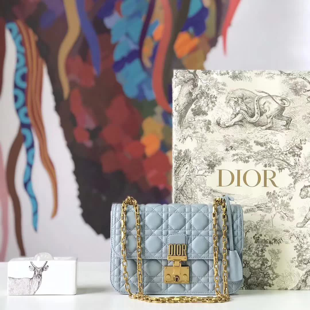 【原版皮】迪奥/Dior 链条包，选用小羊皮绗缝藤格纹，饰以精致又摩登复古品牌标识锁扣，很有年代感，搭配链条肩带，真是perfect
