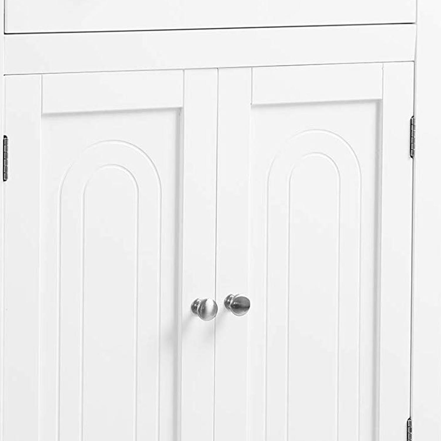 Benjara Plank Style Bathroom Cabinet with 1 Drawer and 2 Doors, White and Brown