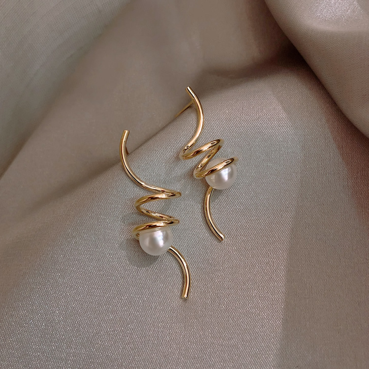 韩国S925银针小清新耳环百搭气质心形珍珠耳饰个性防过敏耳钉批发