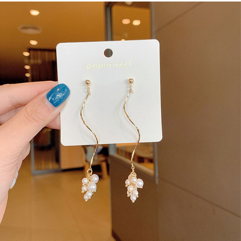 韩国S925银针小清新耳环百搭气质心形珍珠耳饰个性防过敏耳钉批发