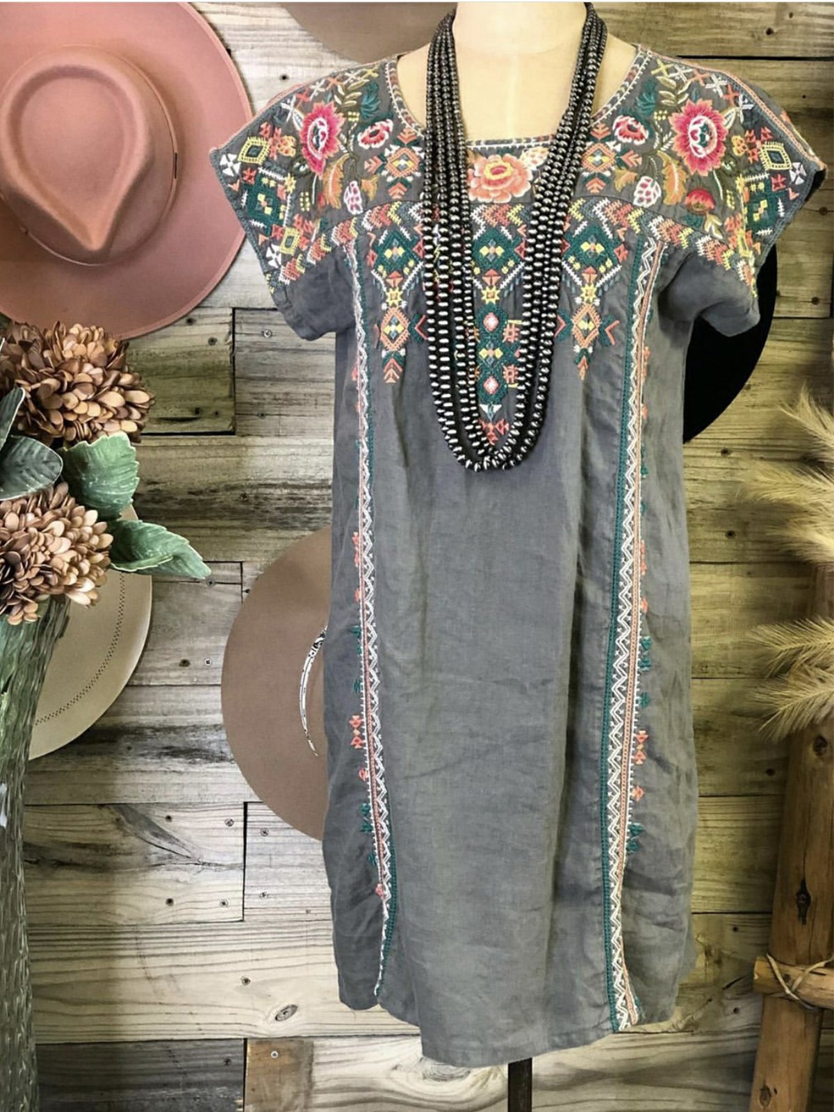 Boho Crew Neck Shift Sweet Short Sleeve Dresses