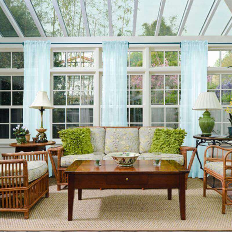 Indoor Outdoor Sheer Curtain Rod Pocket with 1 Inch Flange Wide Opulent Voile Drape SCANDINA