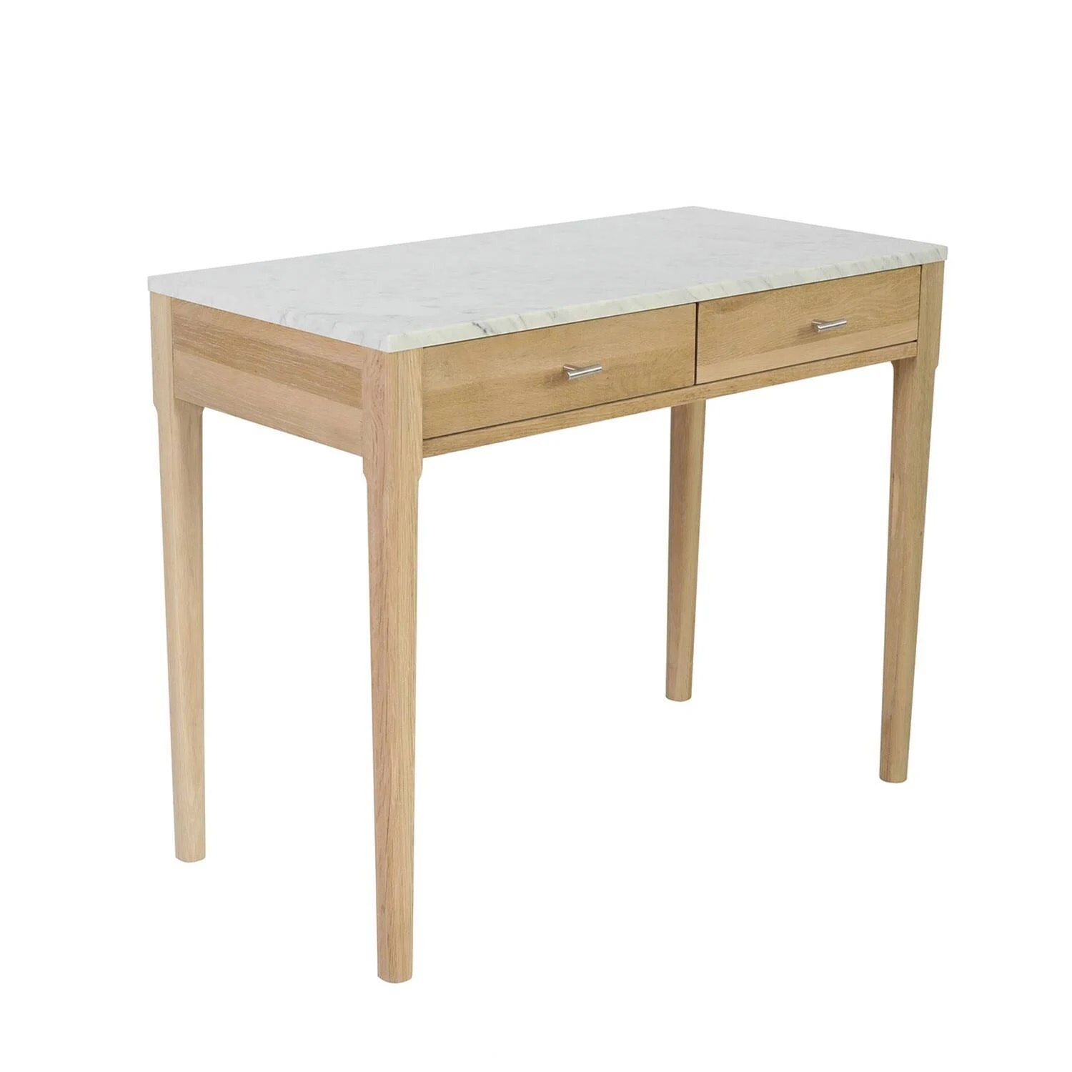 Meno 36x22 Rectangular Italian Carrara White Marble Console Table with Legs - Black