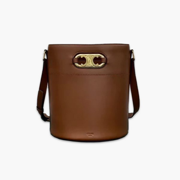 【原版皮】赛琳/Celine 小牛皮水桶，芭比Lisa代言款，黄褐棕牛皮搭配金色金属既高级又抢眼,款号：193043