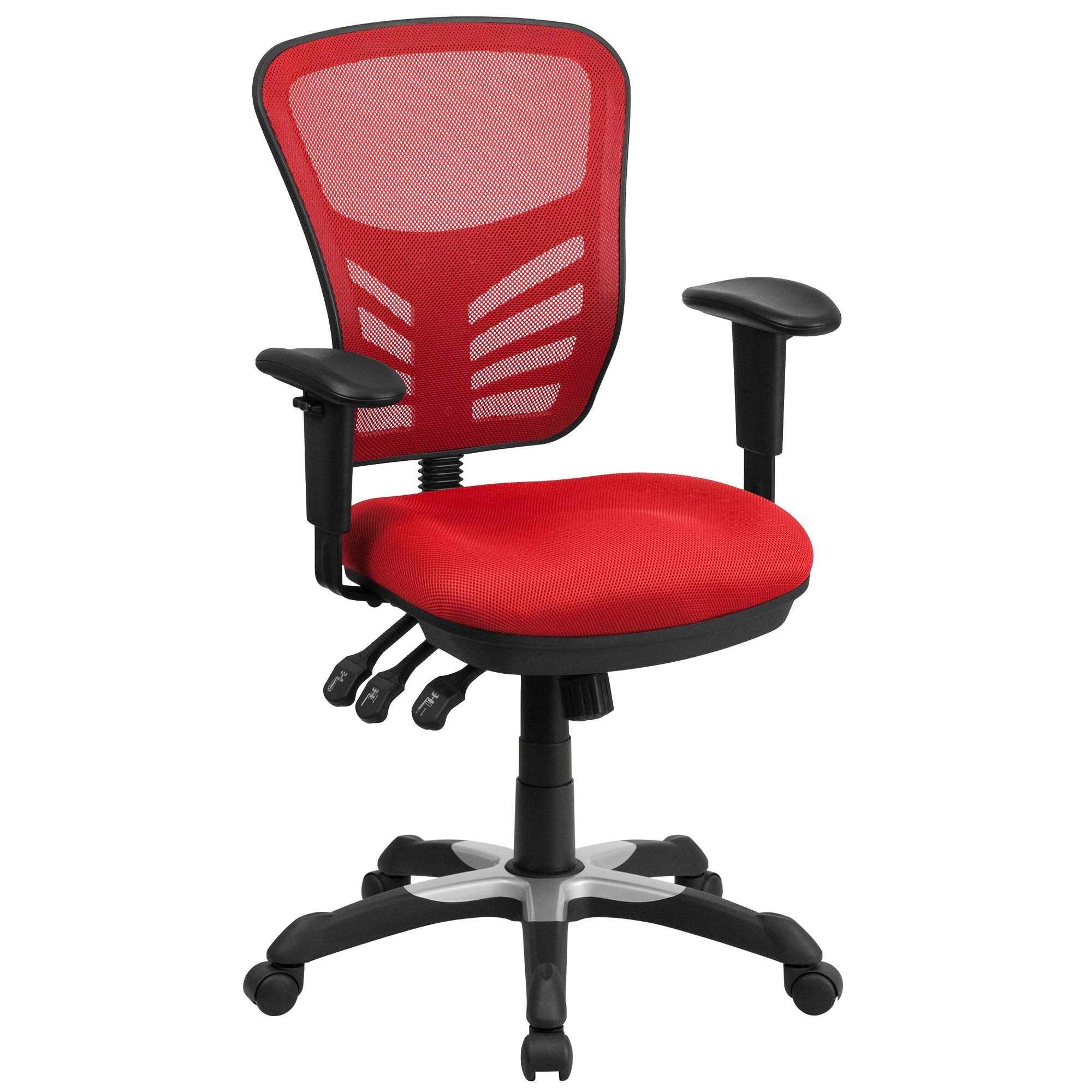 3.5' Red and Black Contemporary Swivel Ergonomic Office Chair with Adjustable Arms