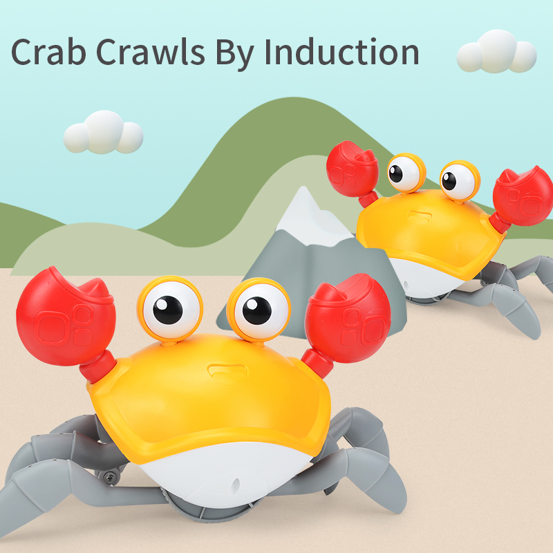 Sensing Crawling Crab, Tummy Time Baby Toys, Interactive Walking Dancing Toy with Music Sounds & Lights, Infant Fun Birthday Gif