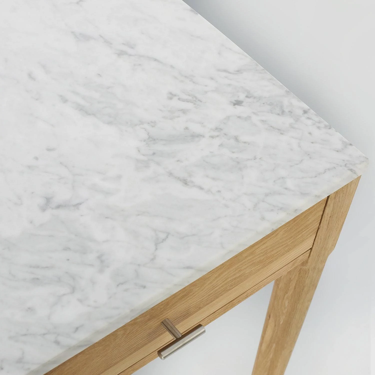 Meno 36x22 Rectangular Italian Carrara White Marble Console Table with Legs - Black