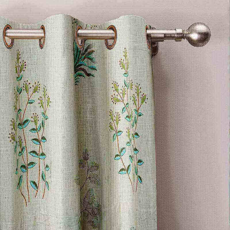 Botanical Floral Print Polyester Cotton Blackout Lining Curtain Drape BQ6632