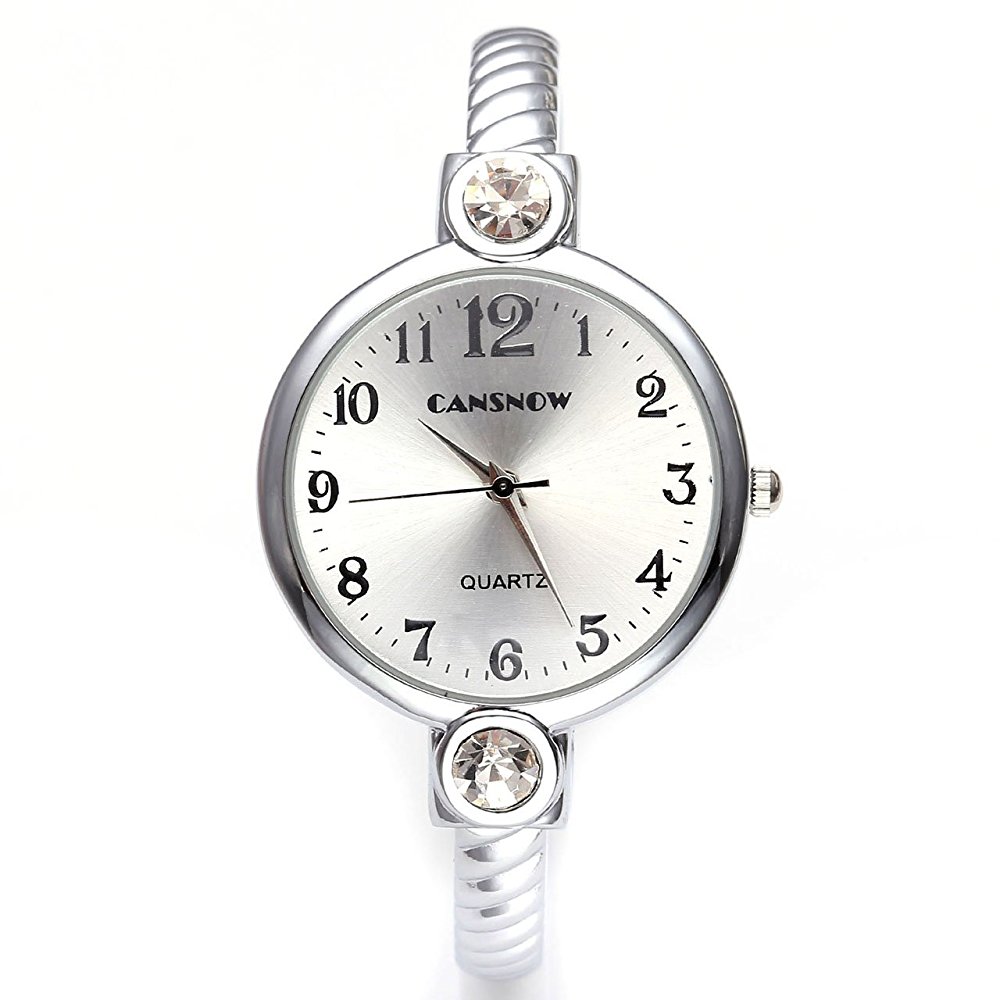 Top Plaza Elegant Fashion Women's Grils' Retro Bracelet Bangle Wrist Quartz Watch, Silver Tone