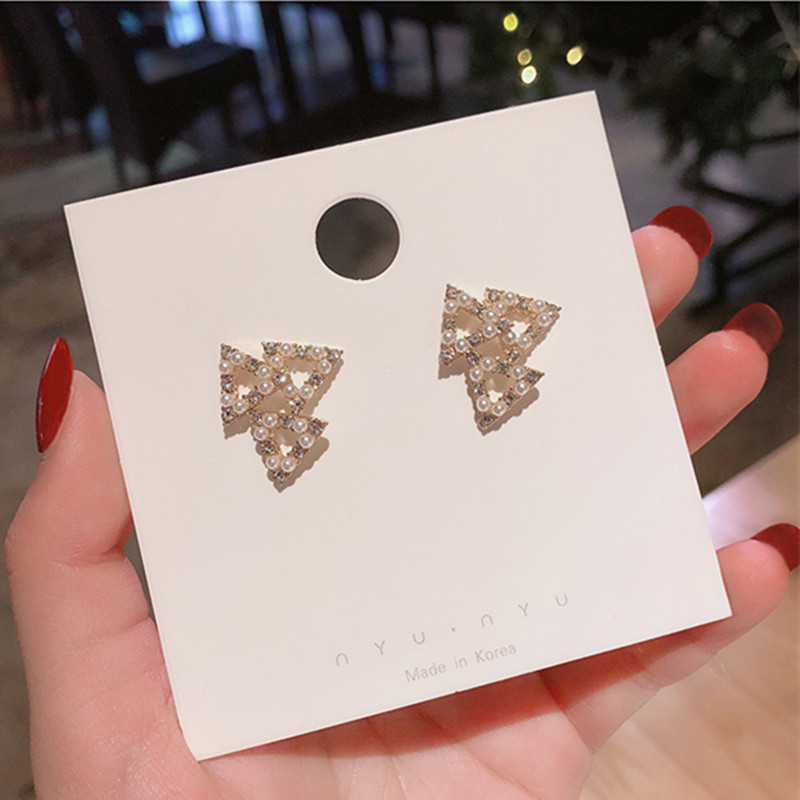 韩国S925银针小清新耳环百搭气质心形珍珠耳饰个性防过敏耳钉批发