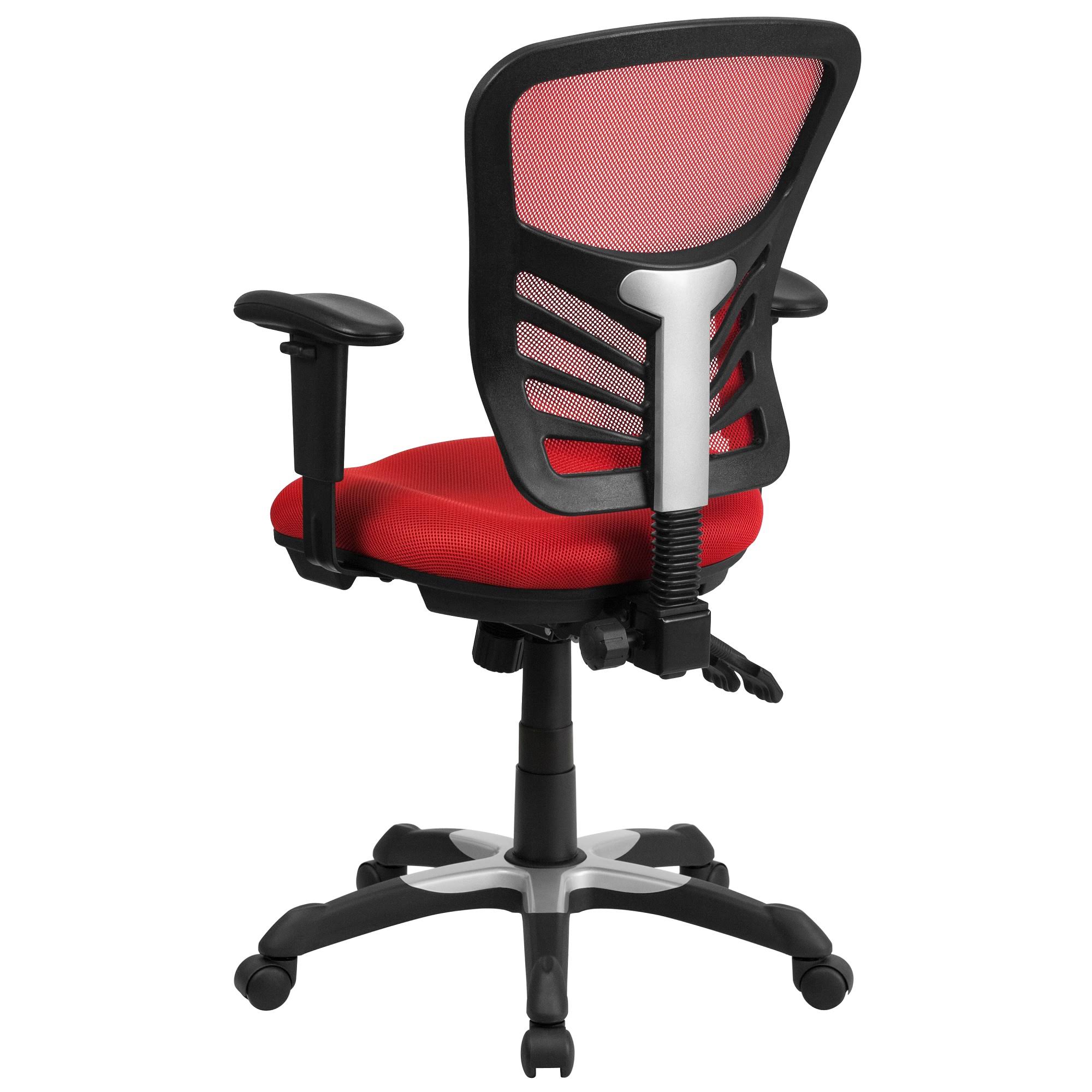 3.5' Red and Black Contemporary Swivel Ergonomic Office Chair with Adjustable Arms