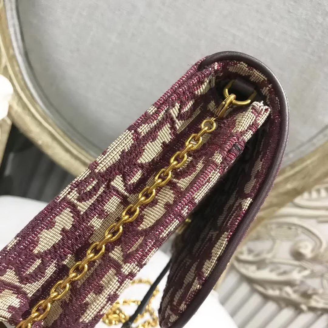 【原版皮】迪奥/Dior 链条包，选用Oblique提花帆布搭配同色系牛皮皮革裁制而成，缀以D字徽标设计，拆了链条又能当手包，另配：手挽带一条