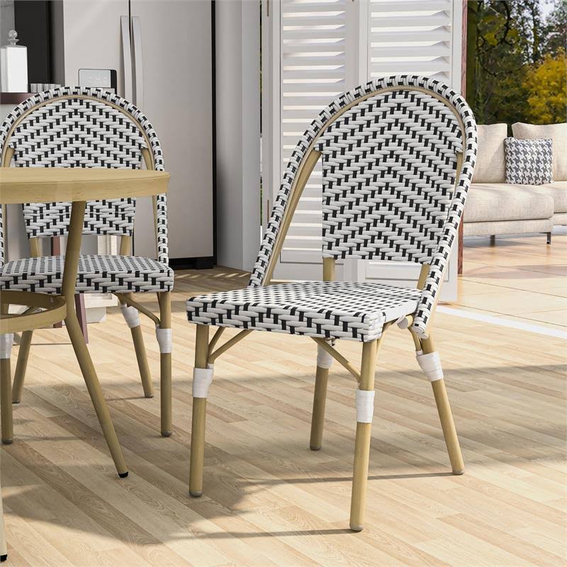 Furniture of America Devey Metal Patio 3-Piece 32x22 Table and Chair Set in Black - IDFBK1848-32-3P
